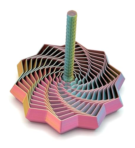 Image of Expanded Sensory Fidget Star with Handle - Visually Captivating and Satisfyingly Noisy! (Red - Yellow - Green, Small)