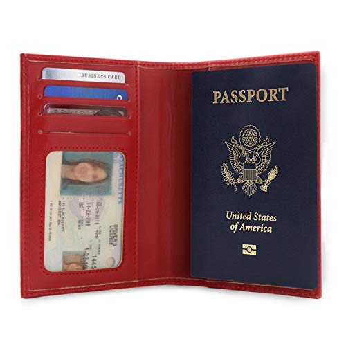 Otto Angelino Leather Passport Cover - RFID Bescherming - Unisex (Rood)