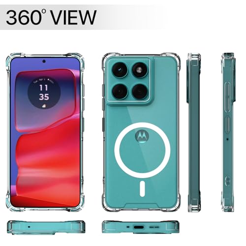 Image of Outlouders Back Cover for Motorola Moto Edge 60 5G / Motorola Moto Edge 60 Fusion 5G Mag-Safe Transparent PC + TPU Bumper Case with Magnetic Support Shockproof Protection (Transparent Mag-Safe)