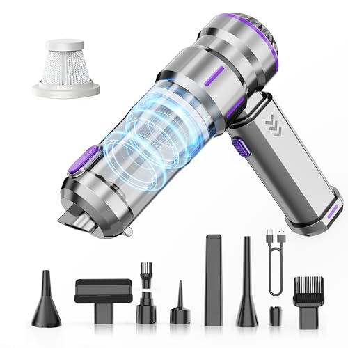 Nikocreos Portable Cordless Handheld Car Vacuum Cleaner - Equipped with Advanced Brushless Motor, 3 Suction Modes, 25,000 Pa Max Suction Power, Type-C Charging,for Car, Sofa & Keyboard