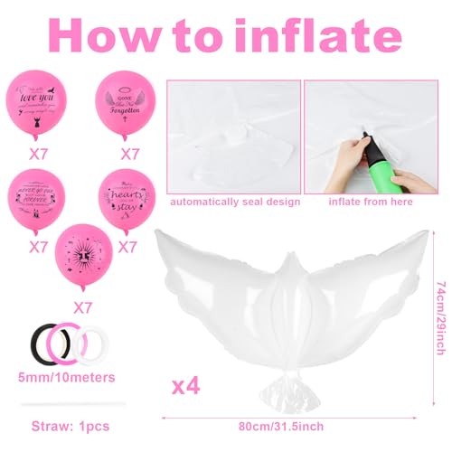 Image of 35PCS Memorial Balloons and 4PCS White Dove Balloons to Release in Sky Memorial Balloon for Release Happy Heavenly Balloon for Condolence, Funeral, Anniversary, Remembrance Services