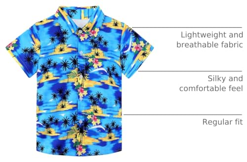 Image of XiaoMoSha Hawaiian Shirts for Boys Button Down Shirt Short Sleeve Shirts Girls Hawaiian Shirt Summer Beach Tops for Kids