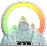 Wake Up Lichtwecker mit Bluetooth-Lautsprecher und weißem Rauschen, 7-farbiges Nachtlicht, kabelloses Schnellladen für schwere Schläfer