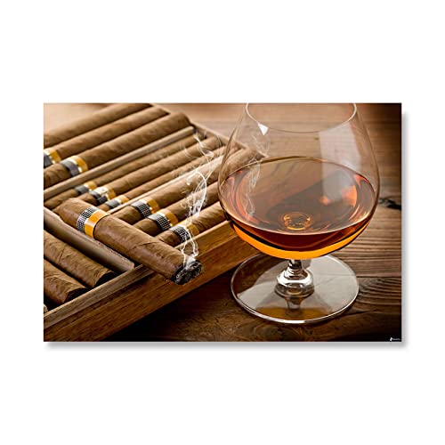 Vin Verre Affiches KEBIA Décoration Murale Salon Toile Cigare Whisky 80x110