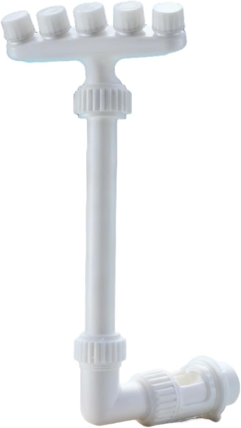 5-Head Pool Waterfall Fountain, 3-Layer Adapter for Pools, 360° Rotating Spray Nozzle, Garden Sprinkler for Fish, White