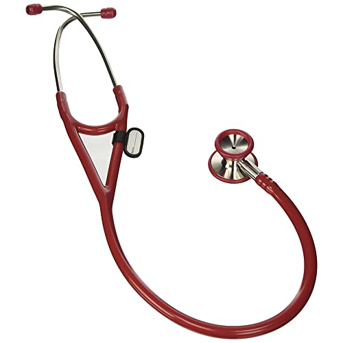 Gima - Estetoscopio clásico de cardiología con cabezal de acero inoxidable, campana en forma de cono para bajas frecuencias, membrana de alta sensibilidad para amplificar sonidos, Lira Bordeaux, 32551