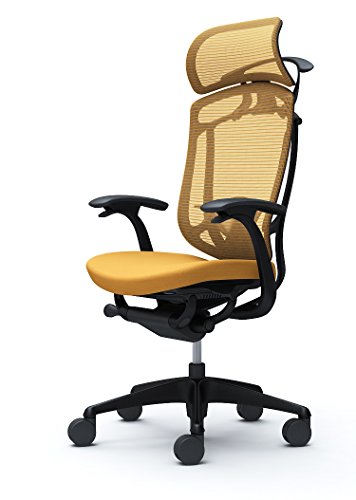 オカムラ オフィスチェア コンテッサ セコンダ 固定肘 エクストラハイバック 座:クッション イエロー CC48MS-FPD9