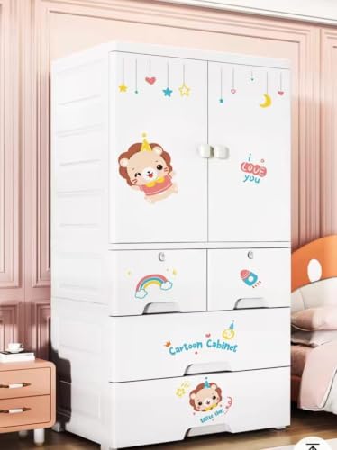 Image of HIWARE Premium Modular Wardrobe for Bedroom, Kids Room and Home | Spacious Clothes Storage Cabinet with Drawers and Shelves | Modern Stylish Design, Heavy Duty, Multiuse Organizer -HSM17144-Lion