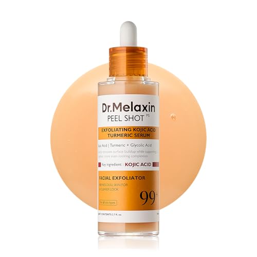 Dr. Melaxin Peel Shot Kojic Acid Turmeric Serum – Exfoliating Dark Spot Corrector with AHA/BHA & Niacinamide, Brightening & Even Tone Facial Serum (80ml / 2.70 fl oz)