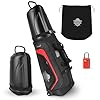 Golf Travel Bags for Airlines with Wheels, Hard Case Top, 1680D Ballistic Nylon, and Tank Wheels – TSA Lock and Dust Bag Included – Light & Easy to Maneuver Waterproof Golf Club Protection