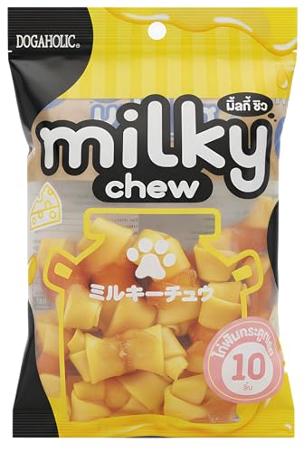 Image of Milky Chew Dog Treats Real Chicken and Milk Protein Rich Dog Snacks Healthy Chewy Dog Treats for Puppies & Adult Dogs Calcium Rich Training Reward Treats (Pack of 1, Cheese & Chicken Bones)