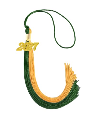 Image of Green and Gold Graduation Tassel 2027 for Grad Cap
