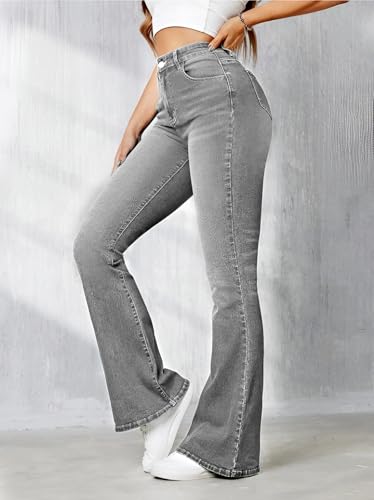 Image of Ben Martin Women's High Waist Jeans || Flared Bell Bottom Bootcut Pants || Wide Leg Stretch Denim - Perfect for Travel, Party & Everyday Use - Sizes 26-40 (2)