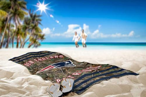 Image of Northwest NFL New England Patriots Unisex-Adult Beach Towel, 30 inch x 60 inch, Realtree Camo Stripes