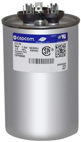 TRANE OEM CPT00692 / CPT-0692 30 + 7.5 x 440 Dual Round Capacitor