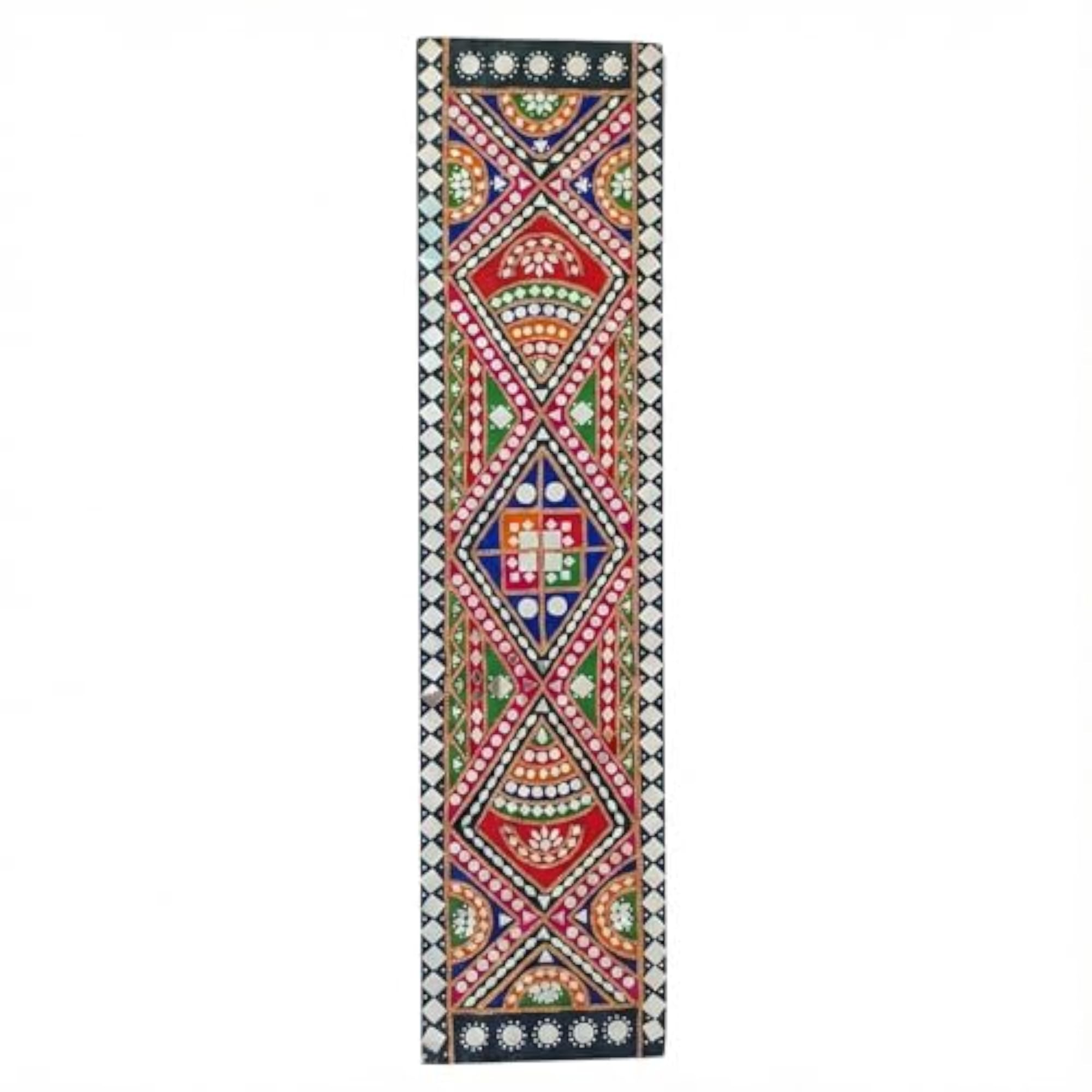 Handmade Lippan Vertical Wall Panel with Multicolor Mirror Work