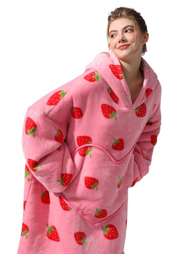 Dietersler Strawberry Sherpa Wearable Blanket Hoodie — view 7