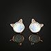Cuoka Cute Cat Stud Earrings 925 Sterling Silver Gold Plated Small Animal Opal Stud Earrings for Women Cat Lovers