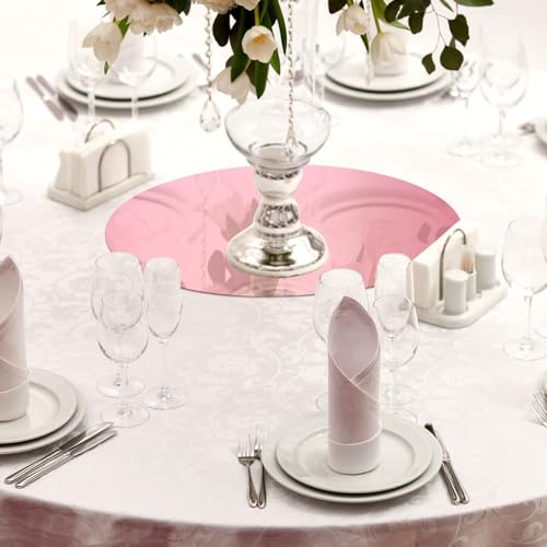 Image of Thyle 12 Pcs 10 Inch Acrylic Round Mirrors for Tables Centerpieces Circle Mirrors Candle Plates for Wall Wedding Table Centerpieces for Baby Shower Party, Thickness 1 mm (Rose Gold)