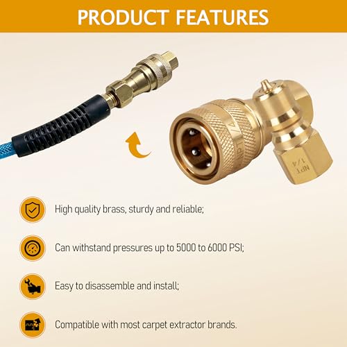 Image of 1 /4 inch Brass Quick Disconnect Coupler Valve for Mytee Carpet Extractor fits Carpet Cleaning Wand Truckmount NPT Quick Connector Plug Nipples，Leak-Proof for Professional Cleaning （1 Pcak） ﻿﻿ (Pack of 2)
