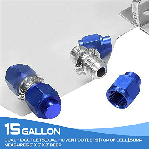 15 Gallon / 57L Fuel Cell Tank Polished Aluminum Racing Drift W/ Level Sender #TOP5