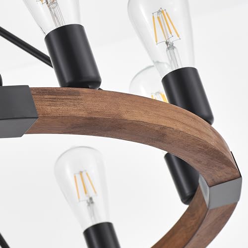 8-Lights-236-Wooden-Wagon-Wheel-Chandelier-Farmhouse-Black-Metal-Ceiling-Pendant-Light-Industrial-Vintage-Rustic-Round-Wood-Chandeliers-for-Living-Dining-Room-Kitchen-Entryway-Foyer 8 Lights 236 Wooden Wagon Wheel Chandelier Farmhouse Black Metal Ceiling Pendant Light Industrial Vintage Rustic Round Wood Chandeliers for Living Dining Room Kitchen Entryway Foyer