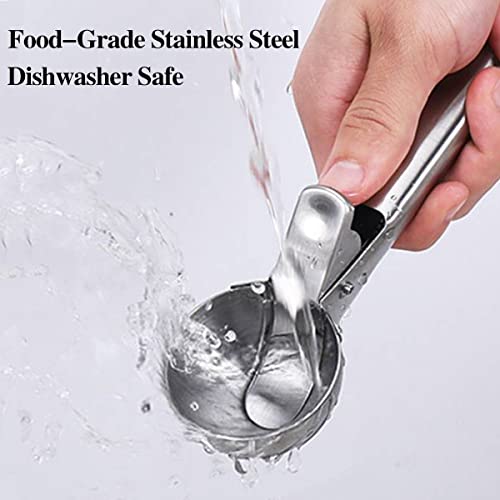 Draongye 2 Oz Silver Premium Stainless Steel Ice Cream Scoop With Trigger Metal Ice Cream Scoop, Fruit Scoop, Metal Biscuit Scoop, Perfect For Frozen Yogurt, Ice Cream, Sundae Ice Cream, Meatballs #TOP5
