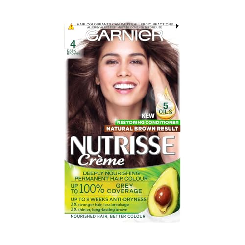 Garnier Nutrisse Permanent Hair Dye, Natural-looking, hair colour result, For All Hair Types, 4.3 Dark Golden Brown