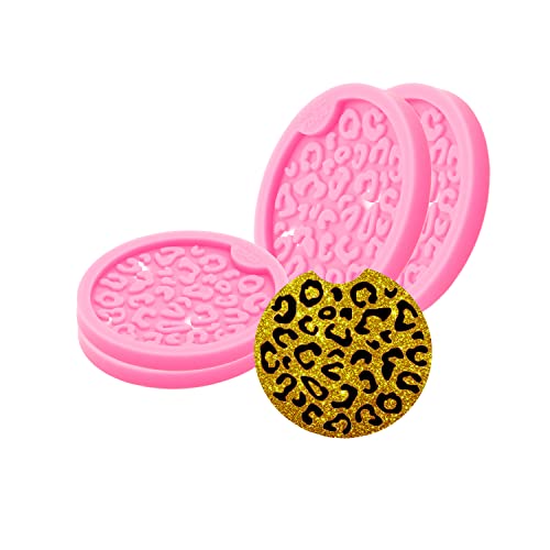 AMZTOART 4pc Silicone Resin Car Coaster Leopard Mold DIY Crafts Casting Cheetah Coaster Epoxy Mold for Homemade Decoration Cup Mats (DY0800+DY0801/*2)