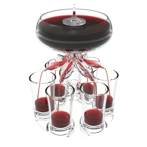 eBoutik - Party Shot Glass Dispenser with Glasses - Strong Magnetic Wheel Clear Acrylic Party Drink Pourer for Summer BBQ Parties for Spirits Cider Whiskey Cocktail