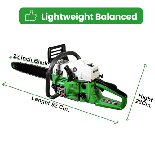 Image of 58CC Heavy-Duty Chainsaw (Green) | 2025 Upgraded Model | 2-Stroke Petrol Engine | Fuel-Efficient & Durable Wood Cutting Machine for Farming, Gardening & Forestry | Dual Silencer