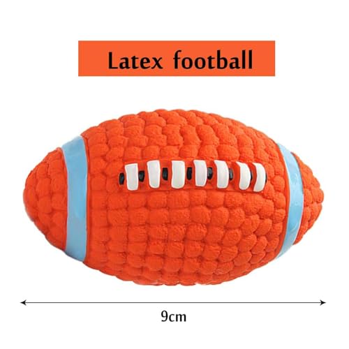 Image of Play Ball for Dogs and Pets |Durable Natural Rubber Squeaky Rugby Dog Toy Baseball|Chewing and Teething Toy for Dogs and Puppies (Orange)