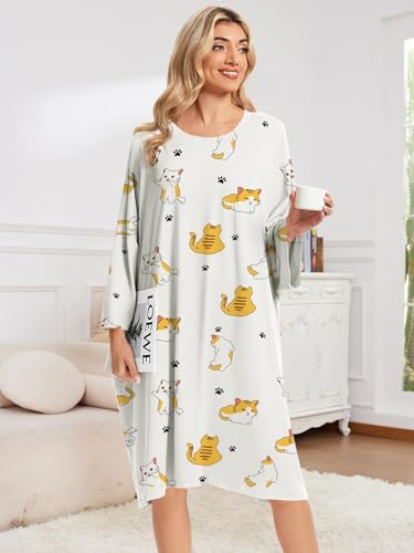Image of CRIPOM Plus Size Moo Moos for Women Oversized Sleep Shirts for Women Oversized Nightgown with Pocket Fit S-5XL