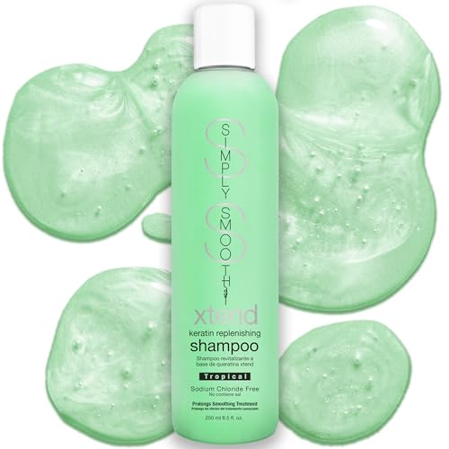 SIMPLY SMOOTH Xtend Keratin Replenishing Shampoo Tropical | Sulfate-Free Daily Cleanser for Dry, Frizzy, Damaged Hair | Smooths, Strengthens, Hydrates, Color & Keratin Treatment Safe | 8.5 oz
