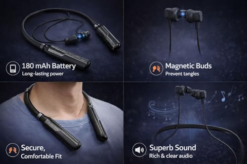 Neck Band | 200Hrs | 180 mAh | Wireless Earphones, Bluetooth Neckband, Bluetooth Earphones Wireless, Neckbands - Image 5