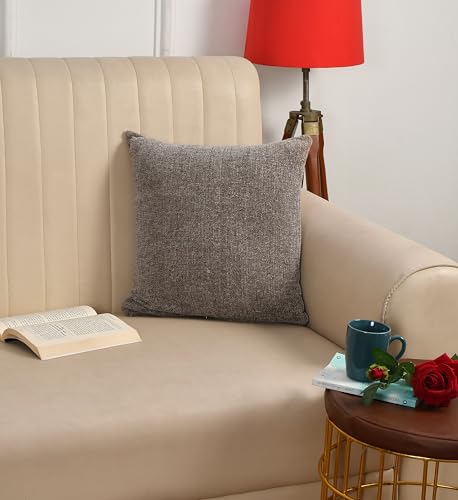 Image of SASHAA WORLD Grey Chenille Cushion Cover | Soft and Durable Decorative Pillow Cover for Living Room, Bedroom, Sofa, and Home Decor | Elegant Design, Cozy and Stylish Accent for Home Decor |45x45 cm