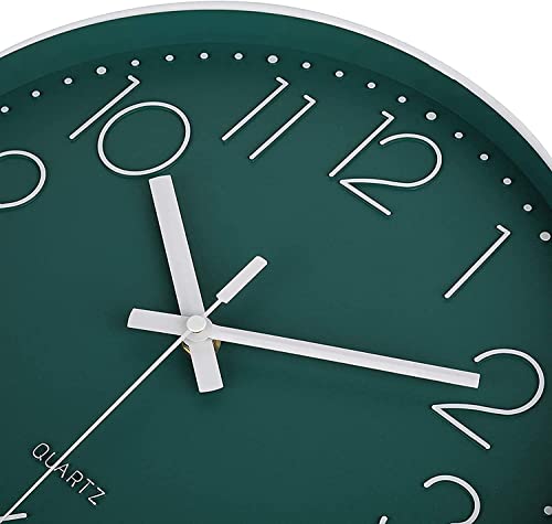 Image of TEKCOOL Wall Clock 12 inch Silent Quartz Decorative Wall Clock Non-Ticking Classic Clock Battery Operated Round Easy to Read for Room /Home /Kitchen /Bedroom /Office /School- (Green);
