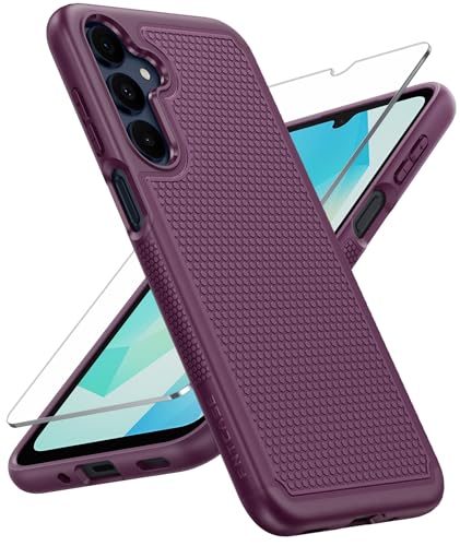 FNTCASE for Samsung Galaxy A16-5G Case: Dual Layer Protective Heavy Duty Cell Phone Cover with Non Slip Textured Back - Shockproof Rugged Military Grade Drop Protection Bumper Tough (Burgundy Purple)