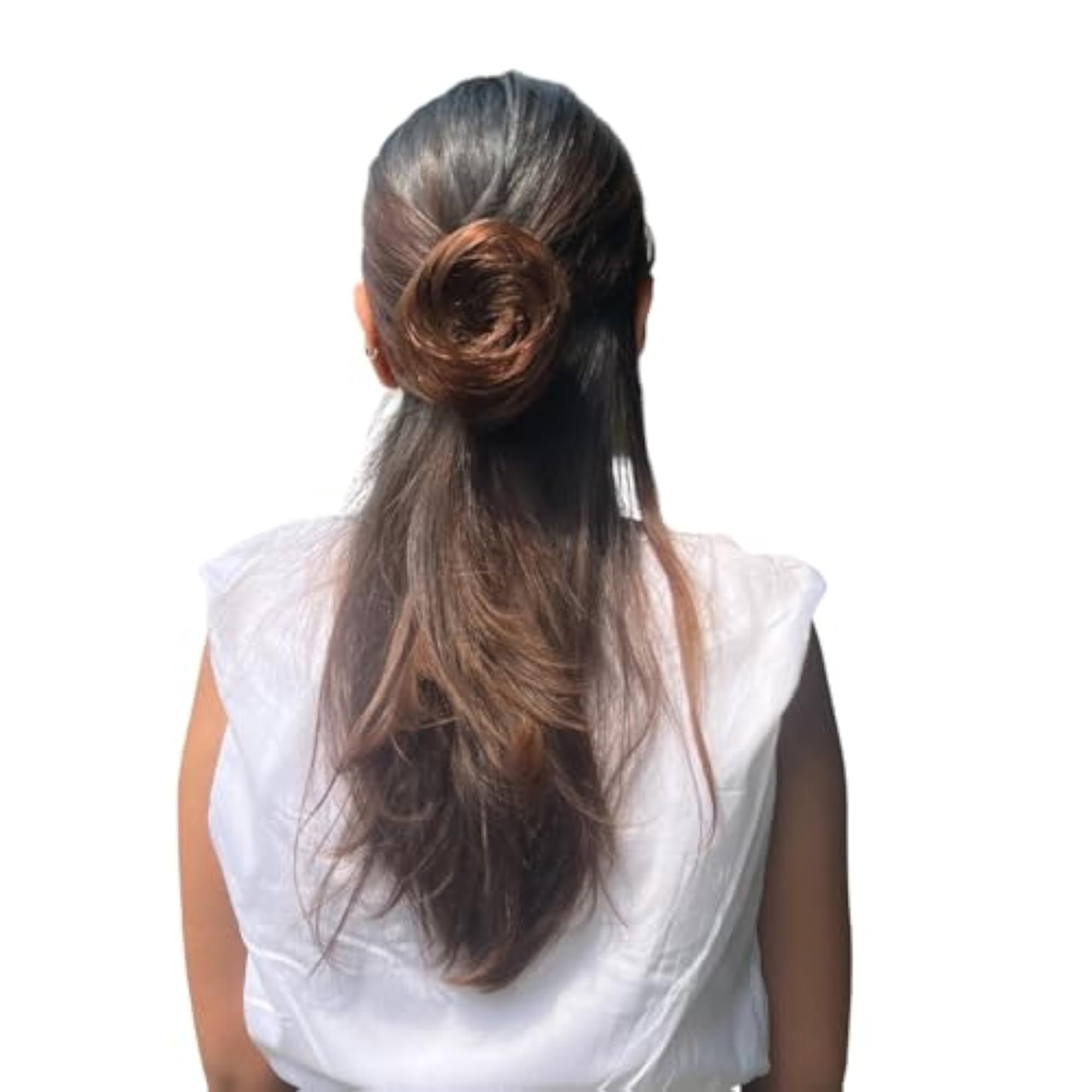 Real Human Hair Clip-On Bun Extension, Light Brown