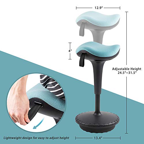 Image of JUMMICO Standing Desk Stool Adjustable-Height Active Learning Standing Chair Tall Swivel Sitting Balance Chair for Office Home School Comfortable and Breathable Seat (Blue)
