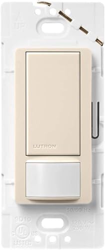 Miniatura 21 de Lutron Maestro Interruptor de luz con sensor de movimiento y placa de pared para baño, garaje, lavandería, cualquier bombilla, sensor de ocupación y