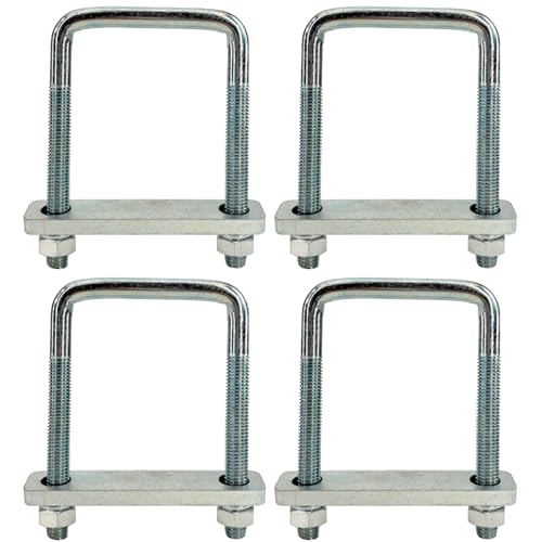 Image of 4 Pack Square U-Bolt for Trailer- Fits 3.5 Inch Wide Leaf Springs, Galvanized Steel Clamp Set, Secure Fit for Truck, Boat and Trailers