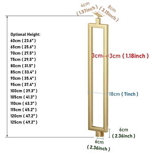 Pasamanos Hueco rectangular de 75 cm con montaje lateral ajustable 3