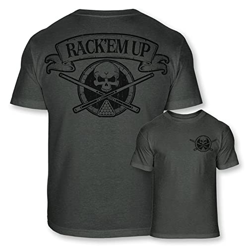 Billiards Skull Crossbones Soft Blend T-Shirt - Rack'em Up Pool Shark Badge Tee Shirt - A993