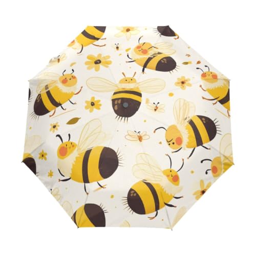 Parapluie automatique abeilles mignonnes pour plage et vacances