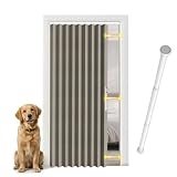 Cortina de puerta magnética opaca, sin perforación – Con varilla telescópica, diseño de acordeón para dormitorio y pasillo (Gris, 198 x 106 cm, pack de 1)