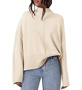 PRETTYGARDEN Womens Sweaters Fall 2024 Long Sleeve Ribbed Knit Pullover Loose Mock Neck Lightweig...