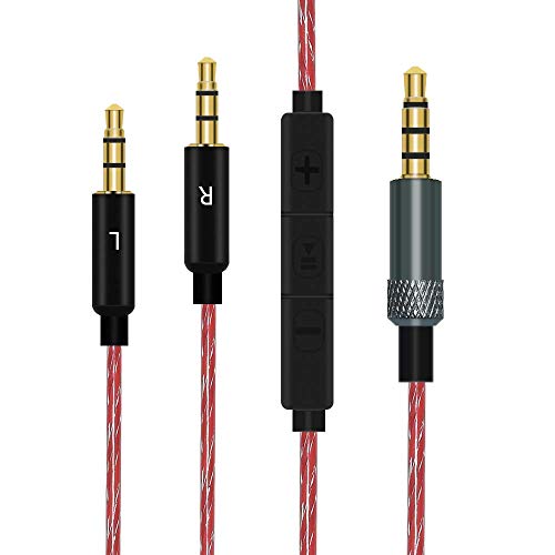 Replacement Sol Republic Headset Audio Cable with Remote Volume and Mic Compatible with Sol Republic Master Tracks HD Tracks HD2 Sol Republic V8 V10 V12 Sol Republic X3 Headphones (Red)