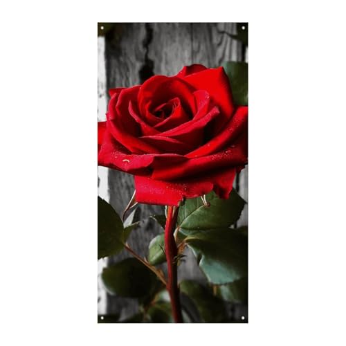 Bannière de porte roses rouges pour habiller un mur vide de porche ou d'entrée