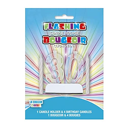 Bougies d'anniversaire - Décoration de gâteau - Numéro 30 clignotant avec bougies d'anniversaire - Fournitures de fête - Kit de bougie d'anniversaire unique (numéro 30 avec bougies) Cover